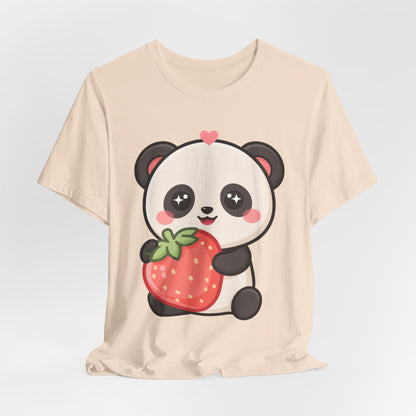Kawaii Panda Strawberry T-Shirt – Sweet Chibi Animal Tee