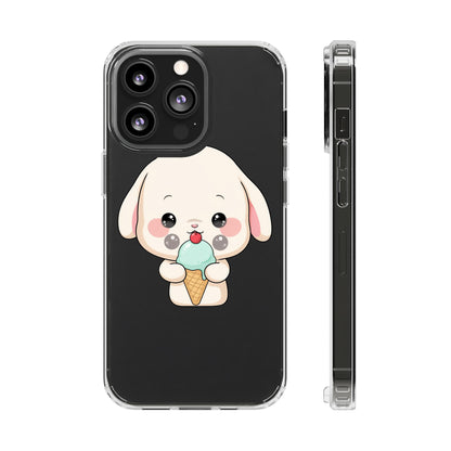 Kawaii Bunny Phone Case, Ice Cream Cutie Clear Case