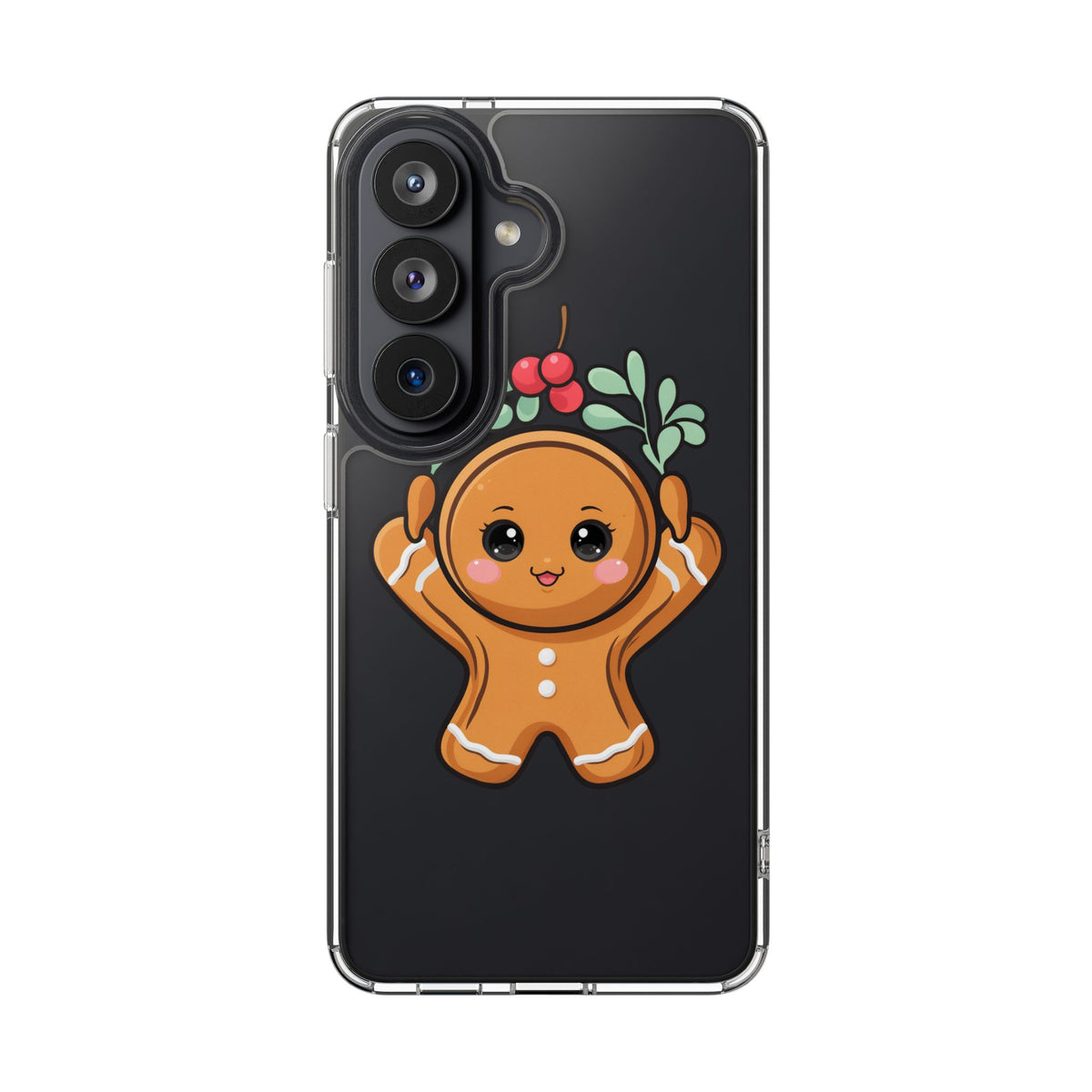 Kawaii Gingerbread Phone Case with Mistletoe Cheer