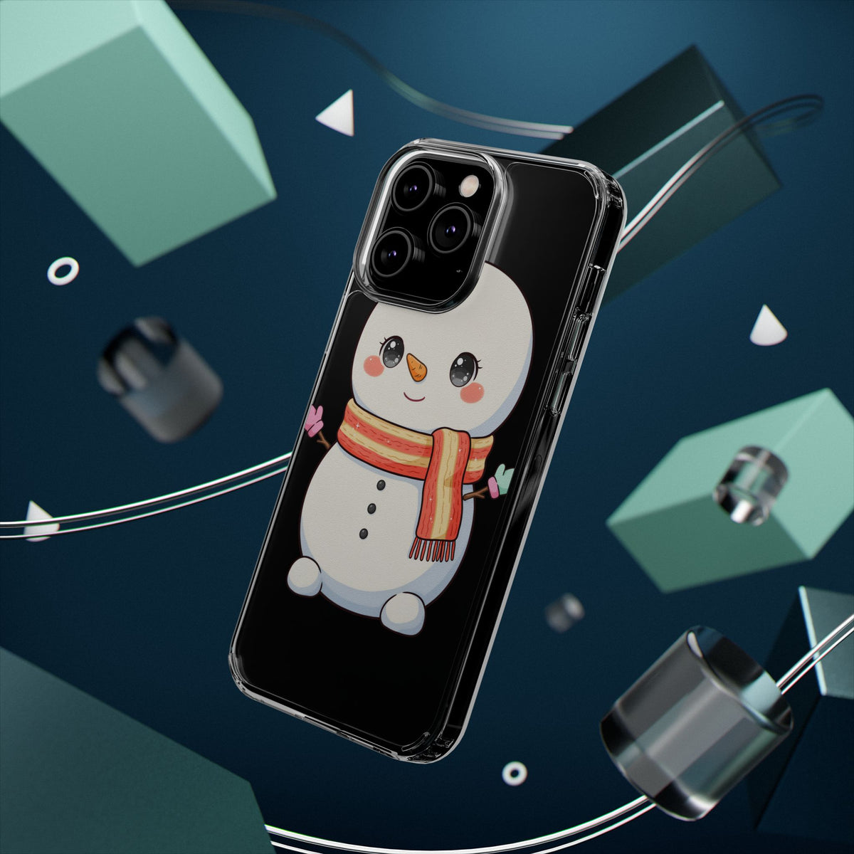 Kawaii Snowman Phone Case – Cute Christmas Clear Case