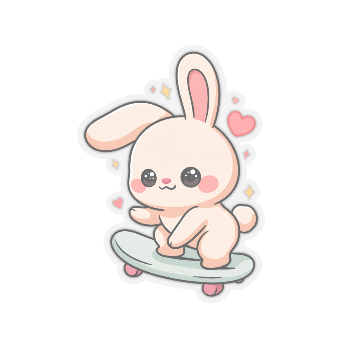 Kawaii Bunny Skateboard Sticker for Laptop and Journal
