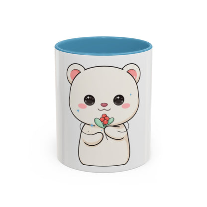 Kawaii Polar Bear Christmas Mug with Mistletoe