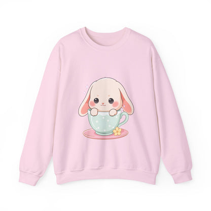 Kawaii Bunny Sweatshirt, Cute Chibi Tea Cup Rabbit