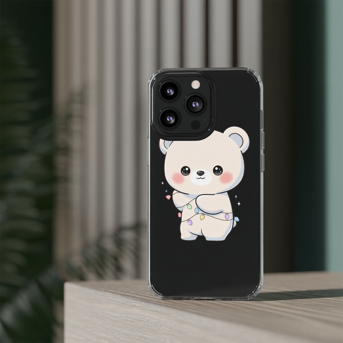 Kawaii Polar Bear Phone Case with Fairy Lights
