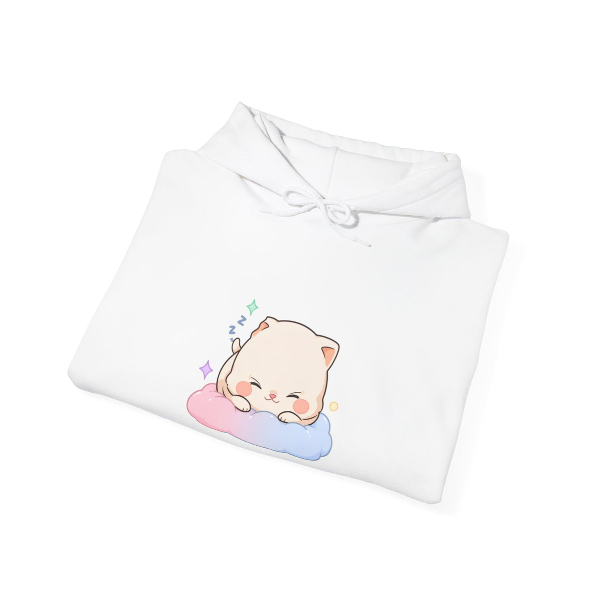 Kawaii Sleeping Cat Hoodie, Cozy Cloud Cat Sweatshirt