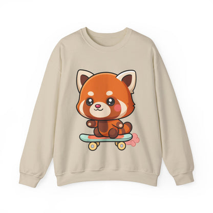 Kawaii Red Panda Skateboarding Sweatshirt, Cute Animal Gift