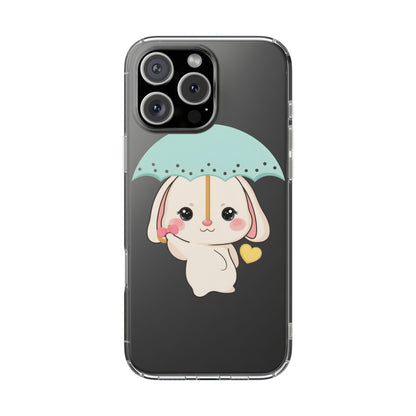 Kawaii Bunny Phone Case with Umbrella | Cute Clear Case