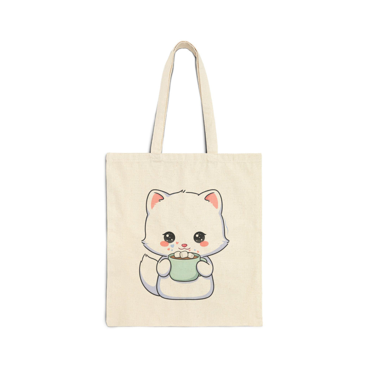Kawaii Arctic Fox Tote Bag for Cozy Cocoa Lovers