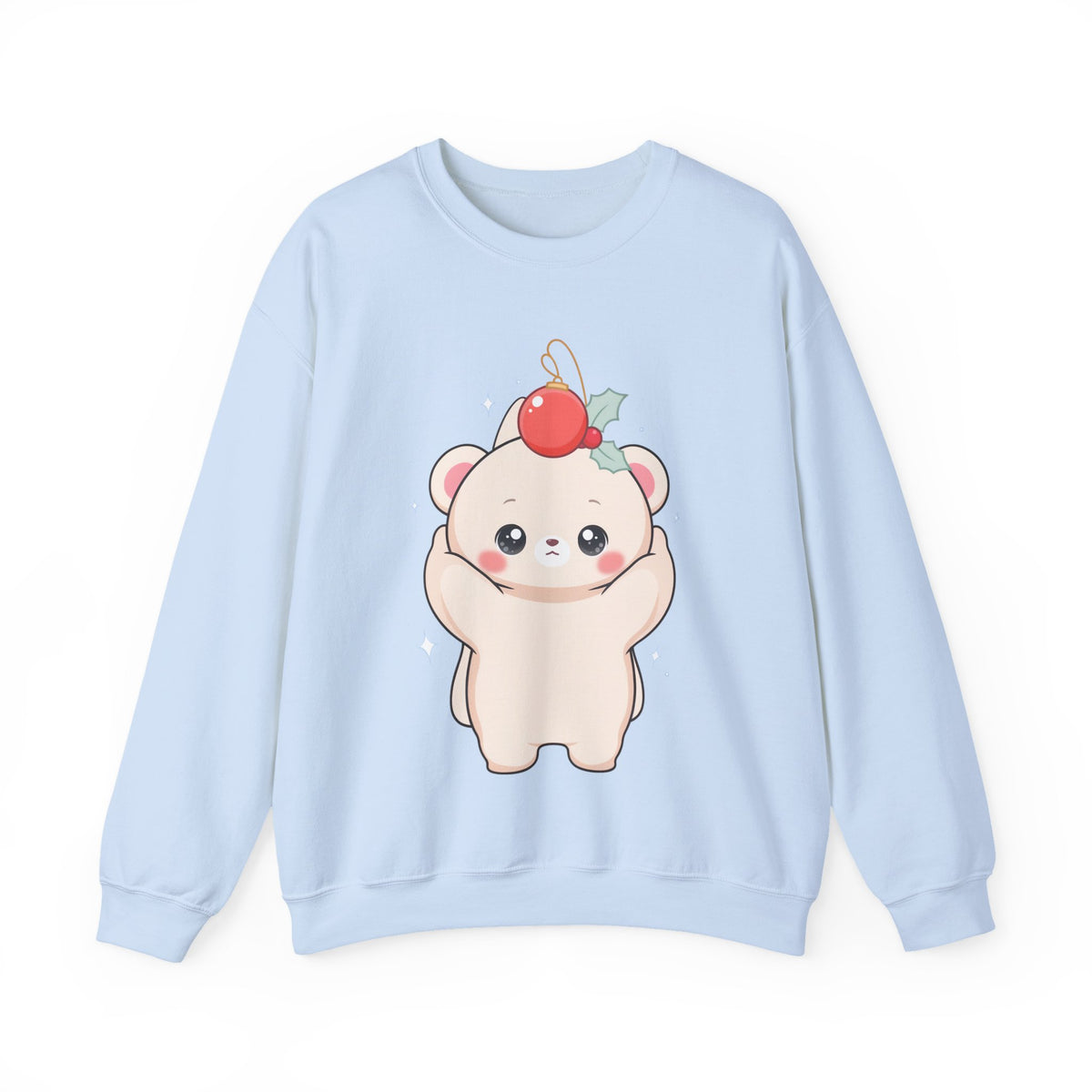 Kawaii Polar Bear Christmas Sweatshirt, Cute Holiday Crewneck
