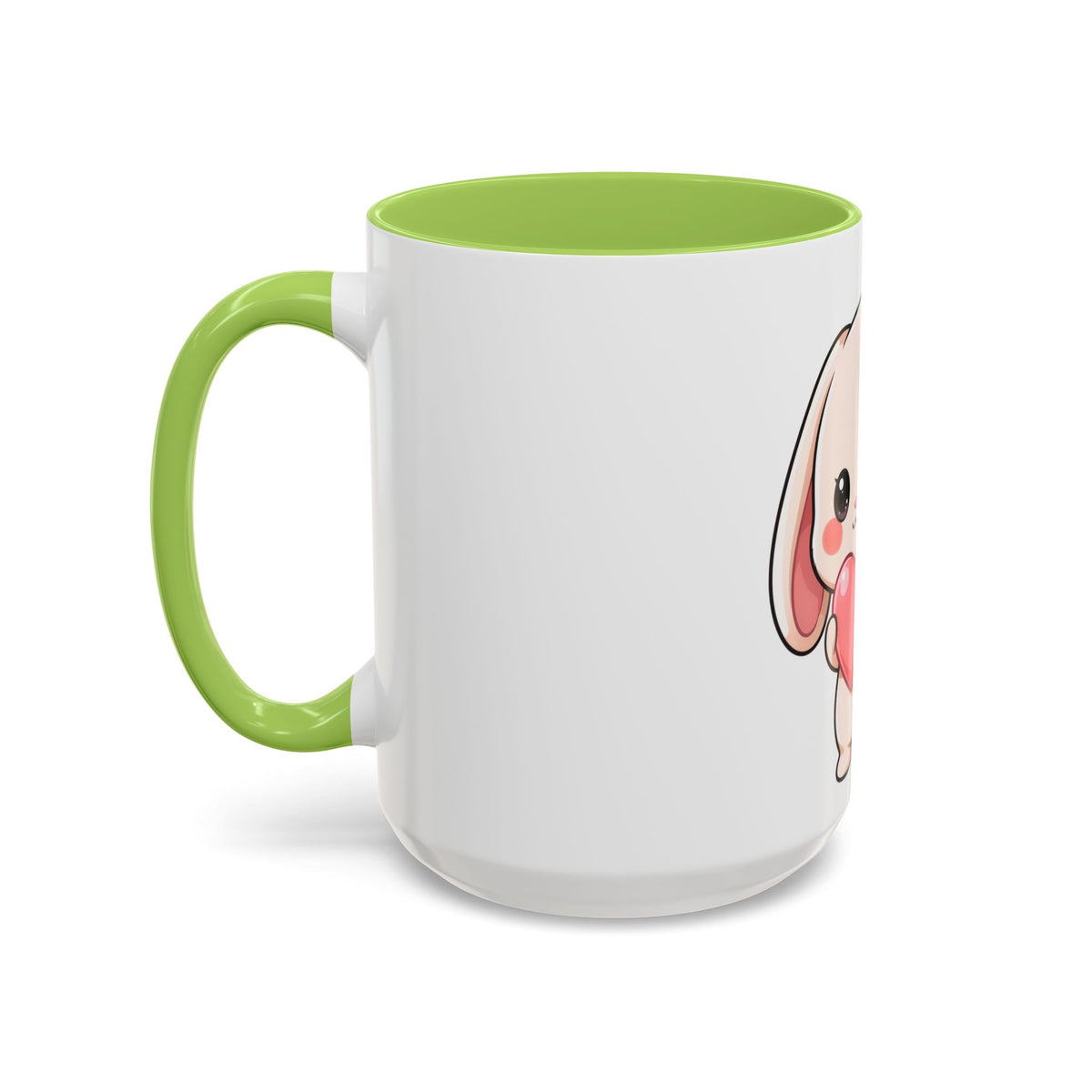 Kawaii Bunny Accent Coffee Mug with Heart, 11oz or 15oz