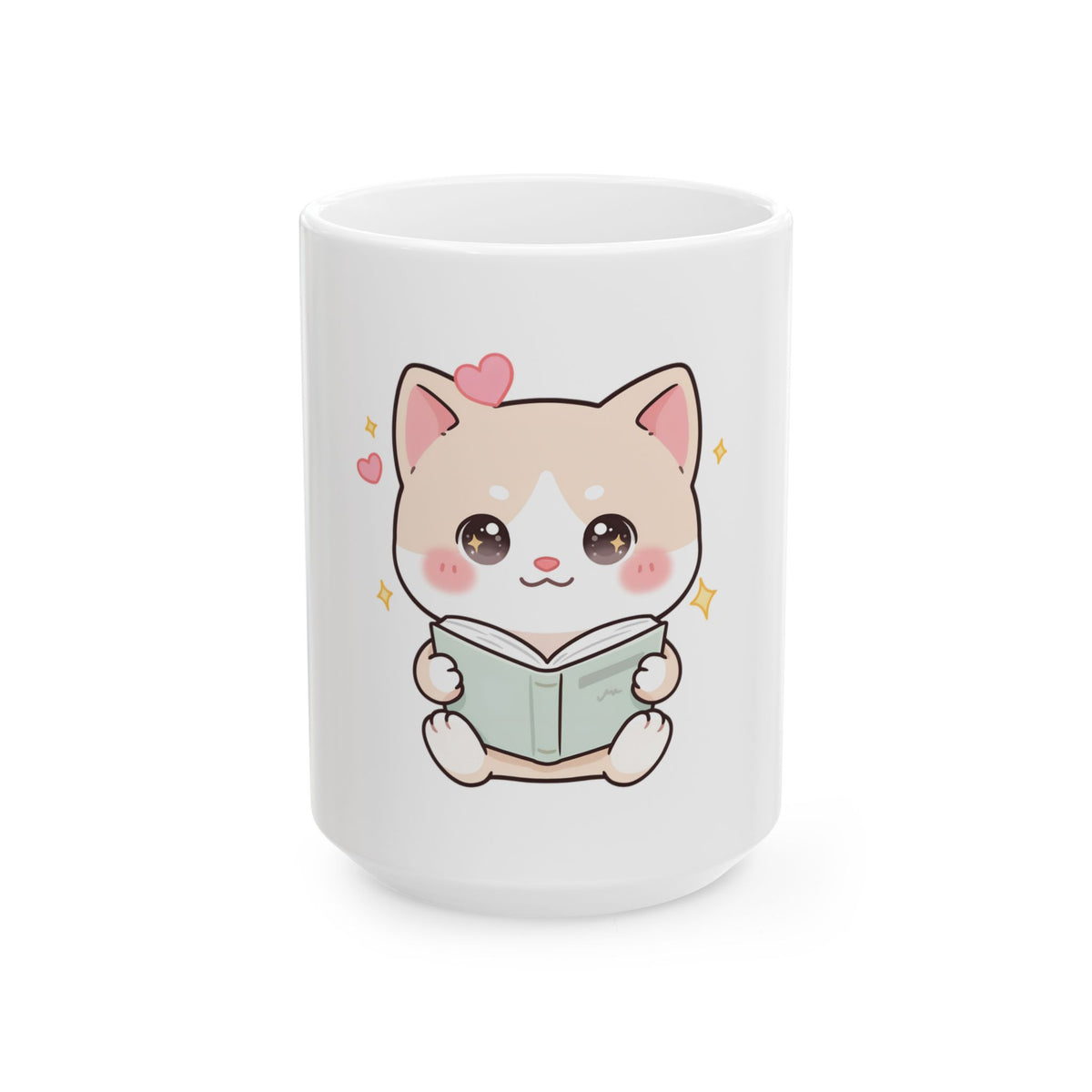 Kawaii Reading Cat Mug for Book Lovers