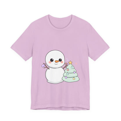 Kawaii Snowman Christmas T-Shirt for Festive Outfits