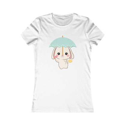 Kawaii Bunny T-Shirt: Sweet Umbrella Day