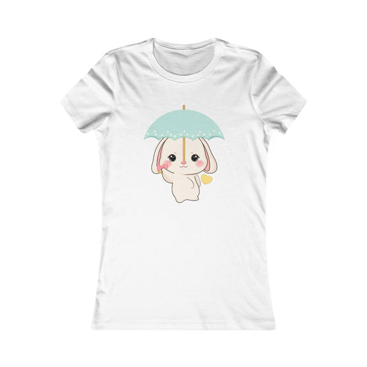 Kawaii Bunny T-Shirt: Sweet Umbrella Day