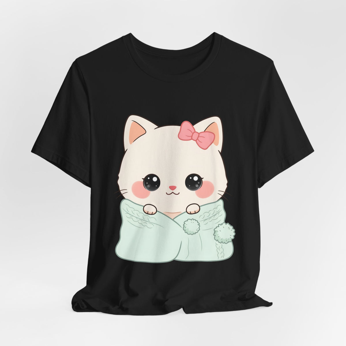 Kawaii Cat T-Shirt, Cozy Blanket Kitty for Cat Lovers