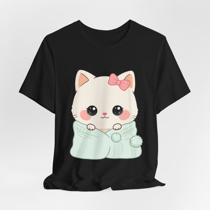 Kawaii Cat T-Shirt, Cozy Blanket Kitty for Cat Lovers