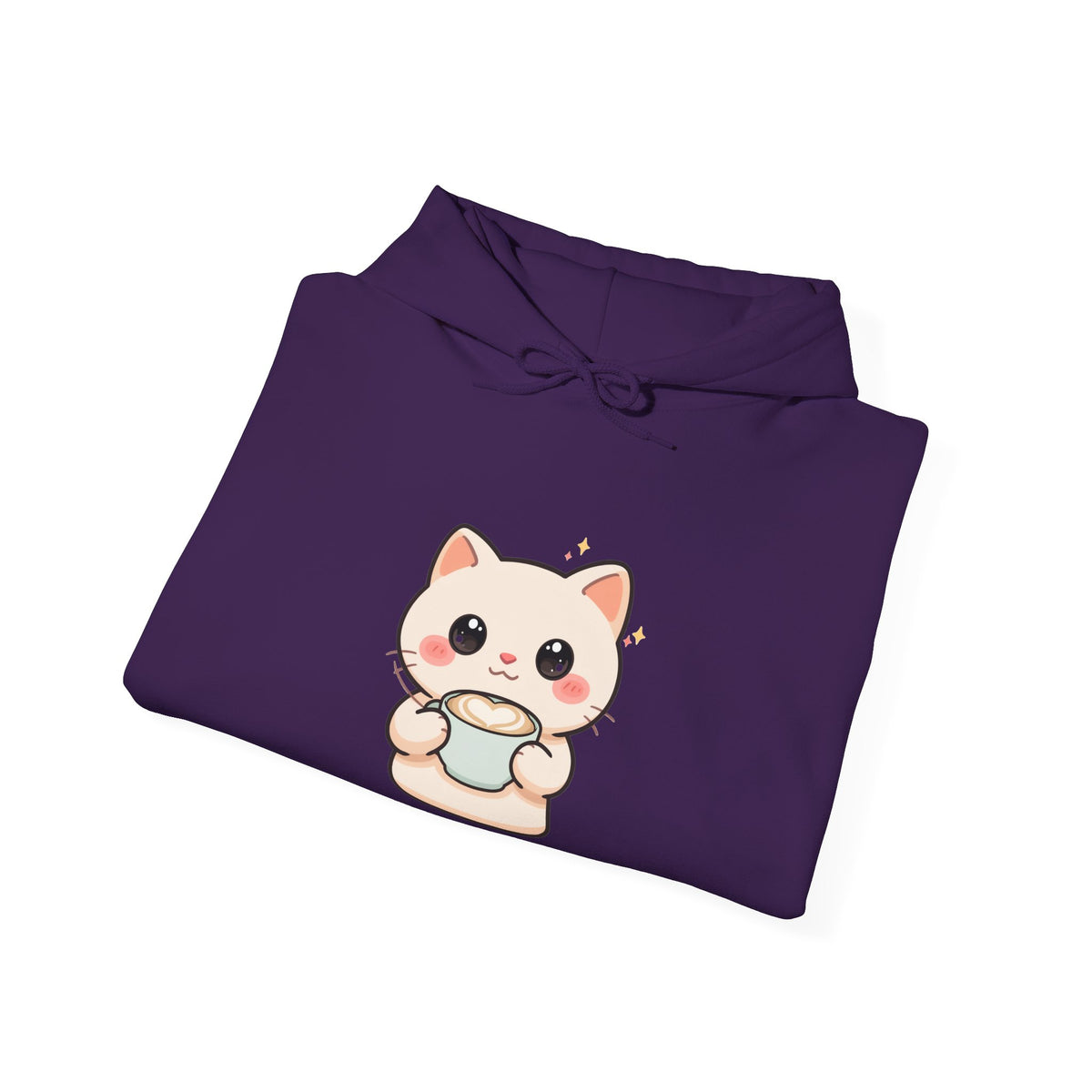Kawaii Cat Latte Hoodie, Cute Cozy Cat Sweatshirt