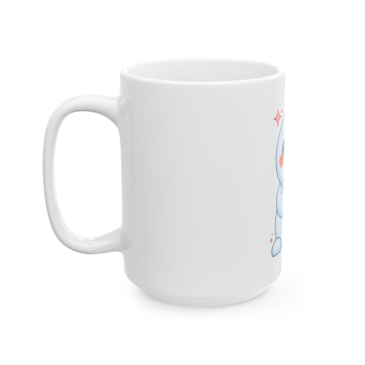 Kawaii Snowman Mug, Cute Holiday Ceramic Coffee Cup