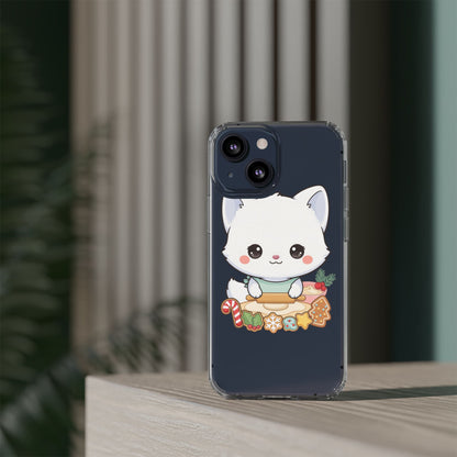 Christmas Fox Clear Phone Case, Kawaii Cookie Baker