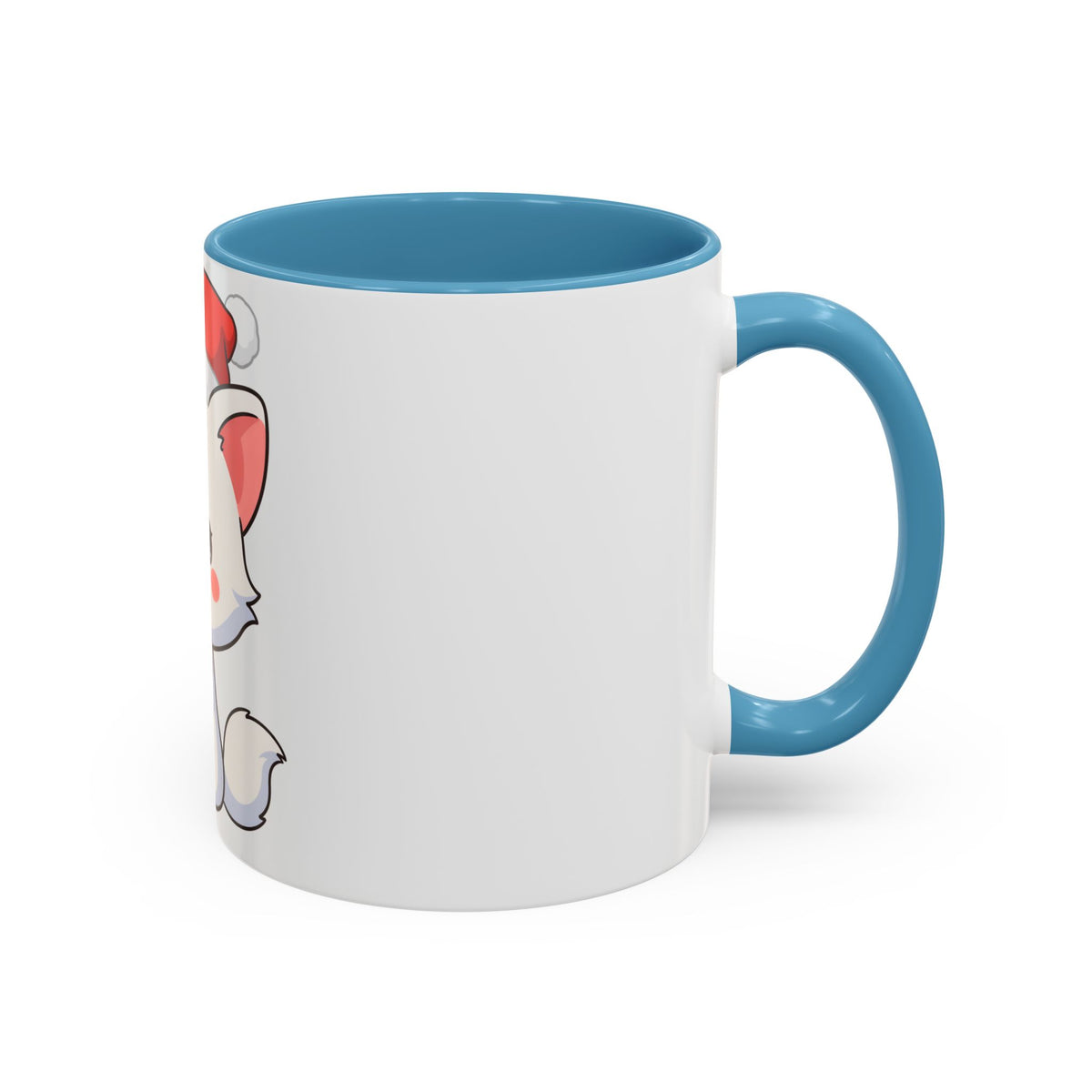 Kawaii Arctic Fox Christmas Mug, Cute Santa Fox Accent Coffee Mug