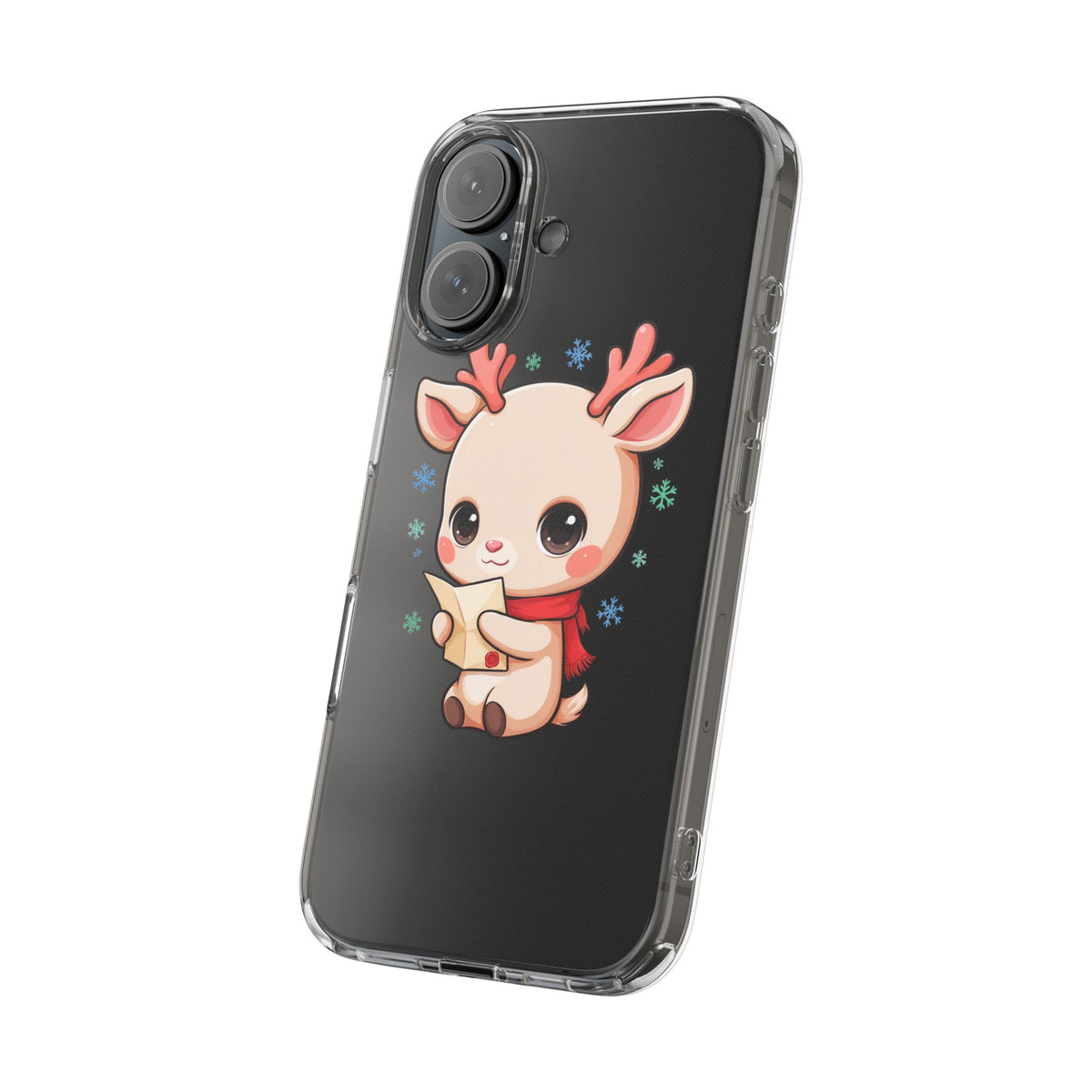 Christmas Reindeer Clear Impact-Resistant Phone Case