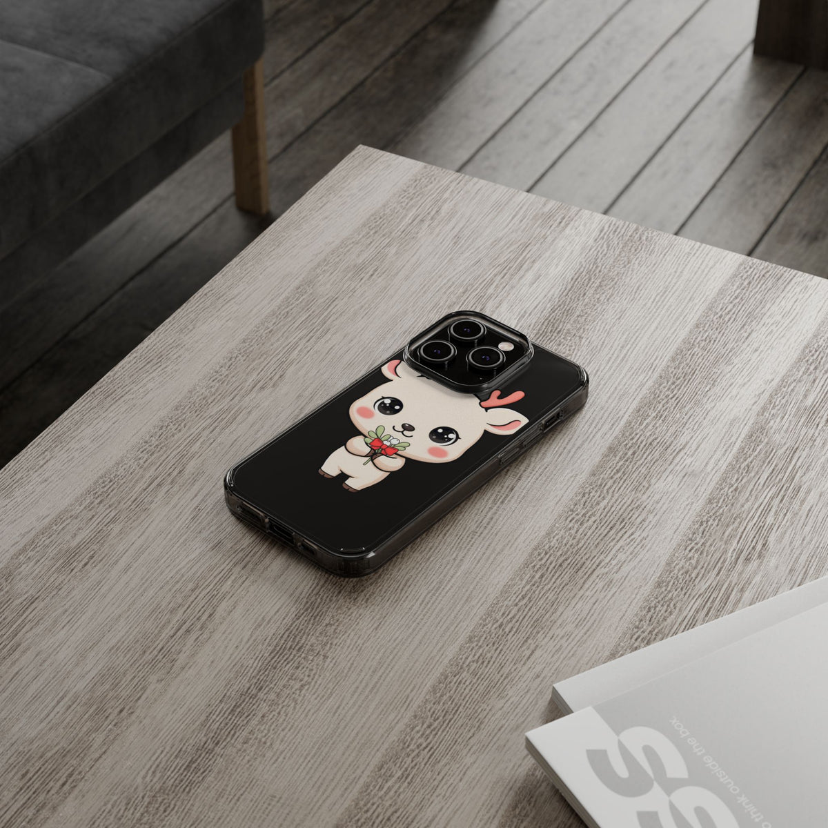 Kawaii Christmas Reindeer Clear Phone Case Gift
