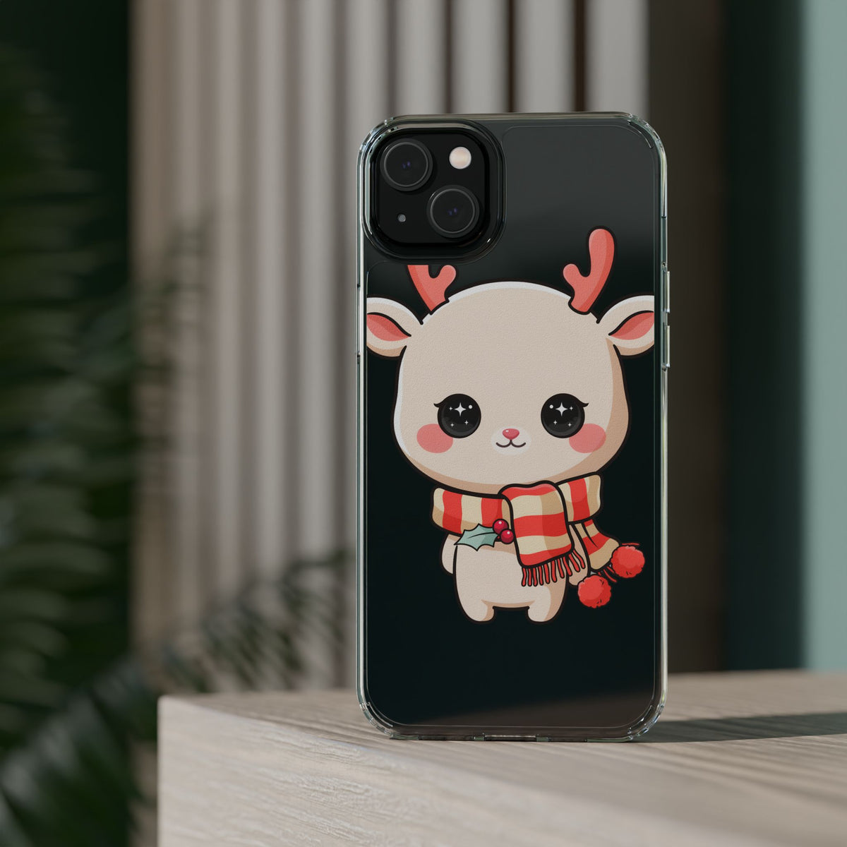 Christmas Reindeer Phone Case, Cute Kawaii Holiday Gift