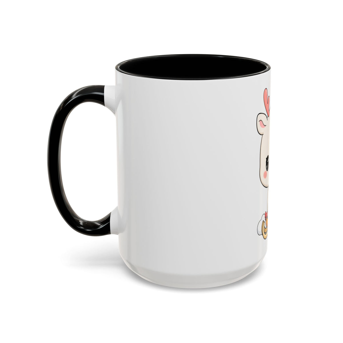 Christmas Reindeer Accent Coffee Mug, Cute Kawaii Sledding Gift