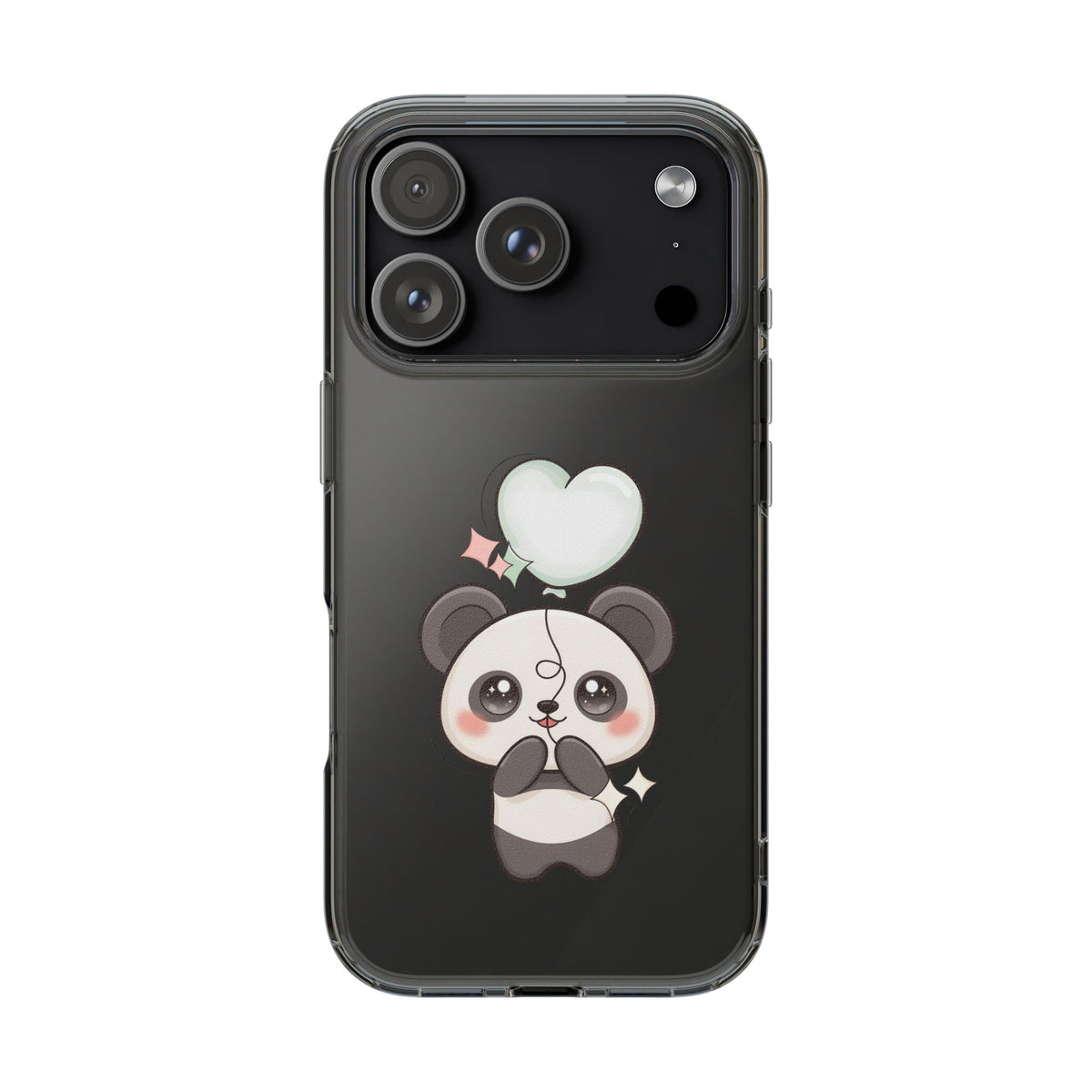 Kawaii Panda Clear Phone Case with Balloon