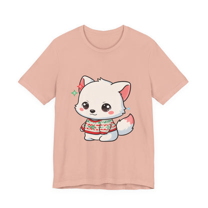 Kawaii Arctic Fox Christmas T-Shirt for Cute Holiday Fans