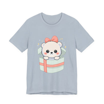 Kawaii Polar Bear Tee, Cute Gift Box Cub Unisex Shirt