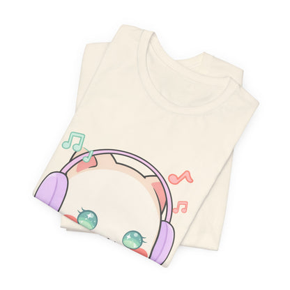 Kawaii Cat Music Lover T-Shirt, Cute Headphone Kitty Tee