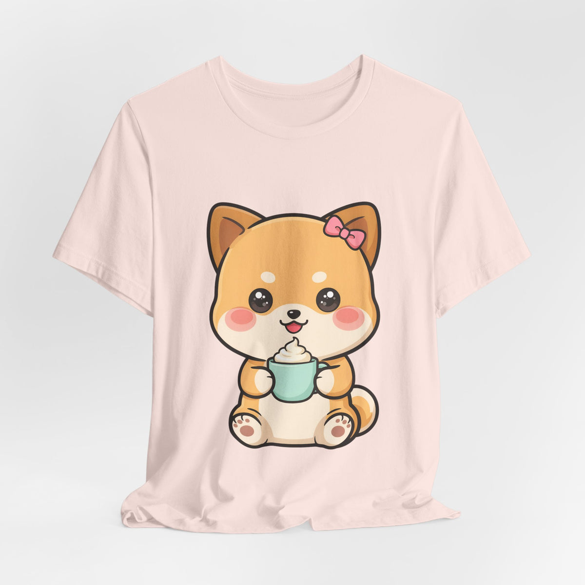 Kawaii Shiba Inu Coffee T-Shirt, Cute Latte Lover Tee