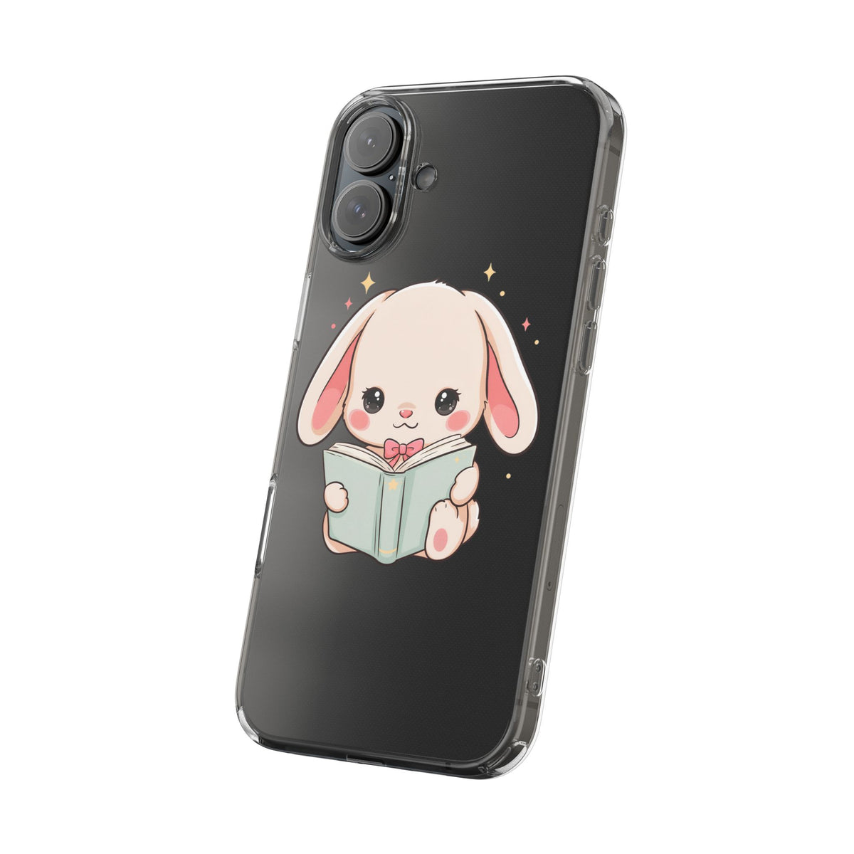Kawaii Reading Bunny Clear Impact-Resistant Case