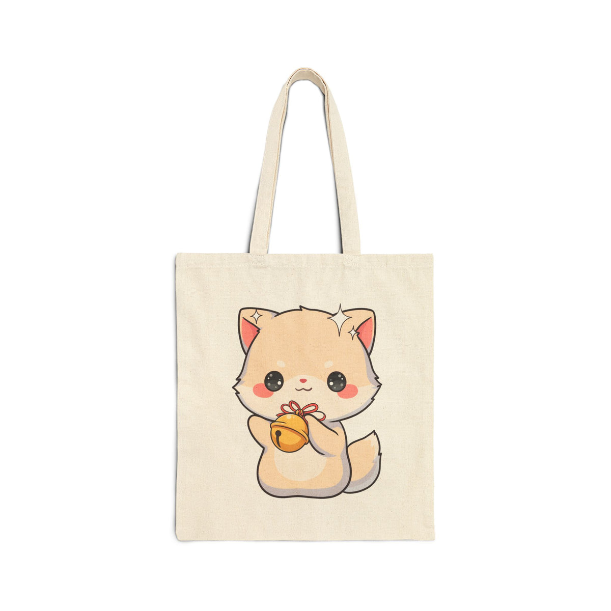 Kawaii Arctic Fox Cotton Canvas Tote Bag