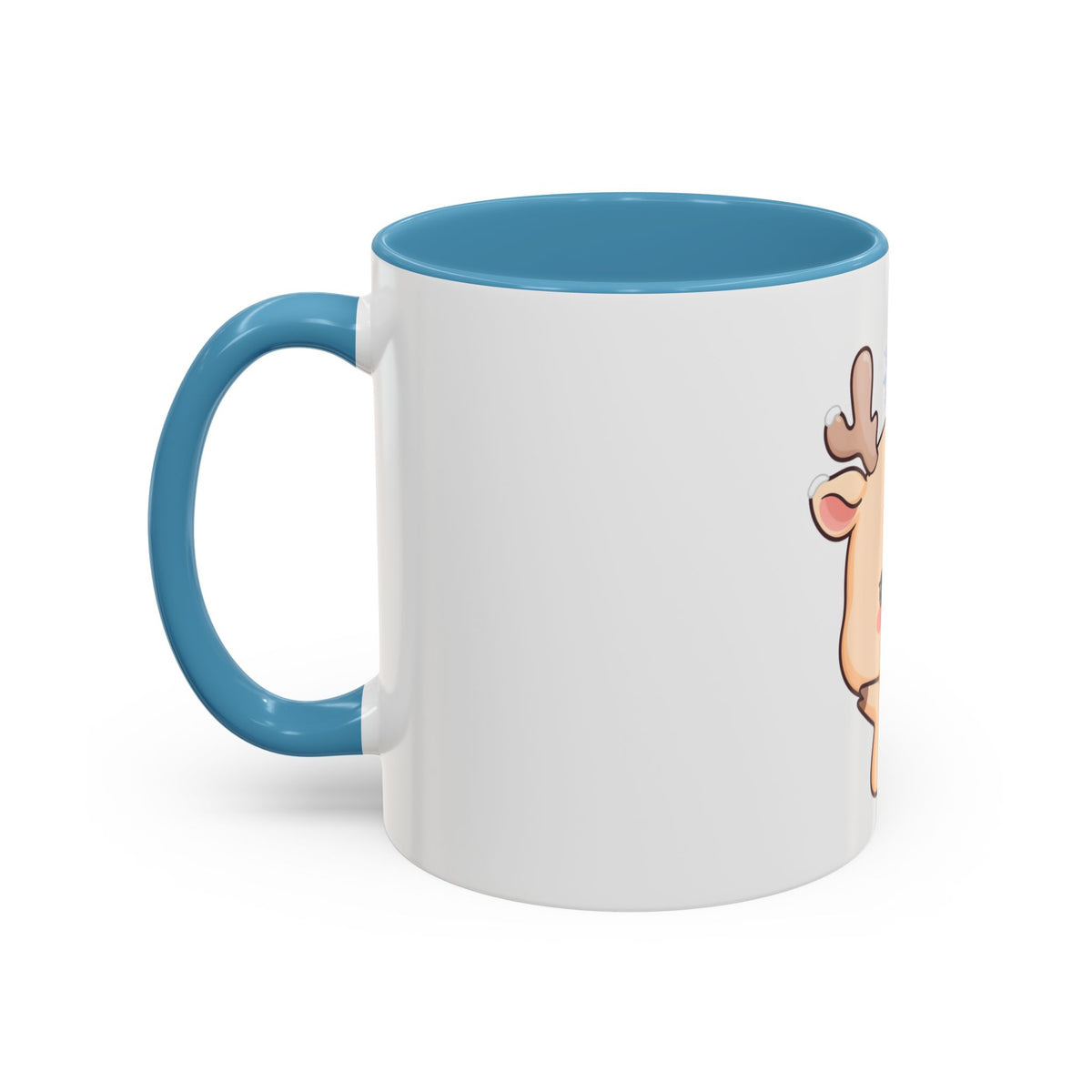 Kawaii Reindeer Accent Coffee Mug for Cozy Winter Sips