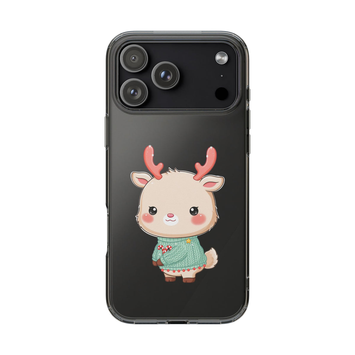 Kawaii Reindeer Clear Impact-Resistant Phone Case