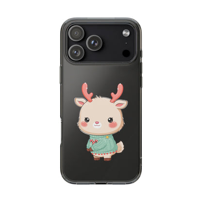 Kawaii Reindeer Clear Impact-Resistant Phone Case