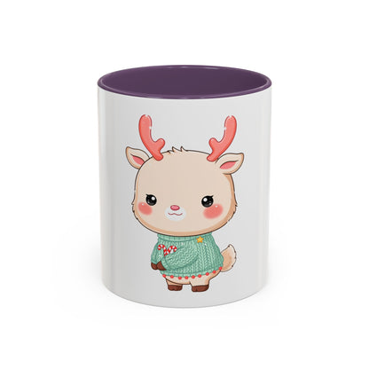 Kawaii Reindeer Christmas Mug – Cute Holiday Accent Coffee Mug