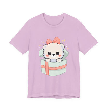 Kawaii Polar Bear Tee, Cute Gift Box Cub Unisex Shirt