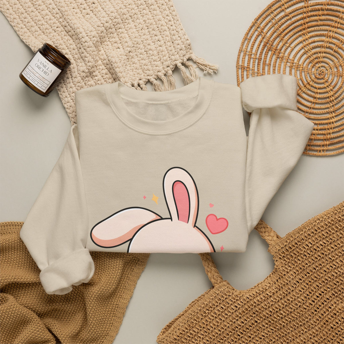 Kawaii Bunny Skateboard Sweatshirt, Cute Chibi Rabbit