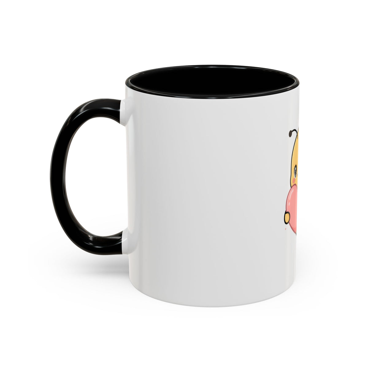 Kawaii Bee Accent Coffee Mug with Pink Heart