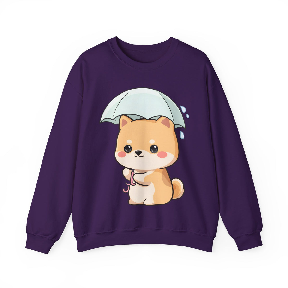 Kawaii Shiba Inu Sweatshirt, Cute Rainy Day Crewneck