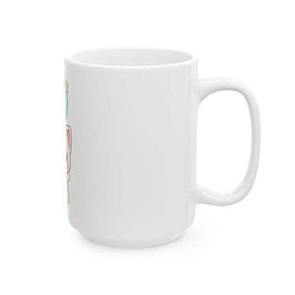 Kawaii Cat Balloon Mug, Cute Chibi Cat Ceramic Coffee Cup