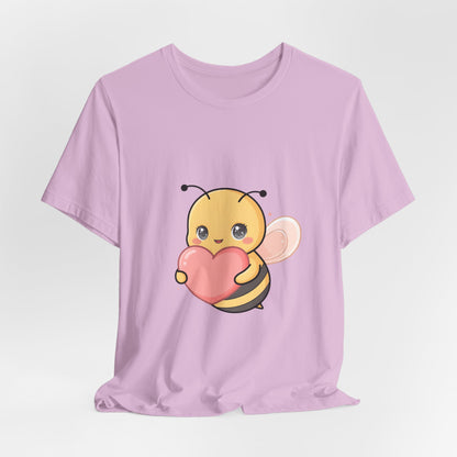 Kawaii Bee T-Shirt: Sweet Heart-Loving Unisex Tee