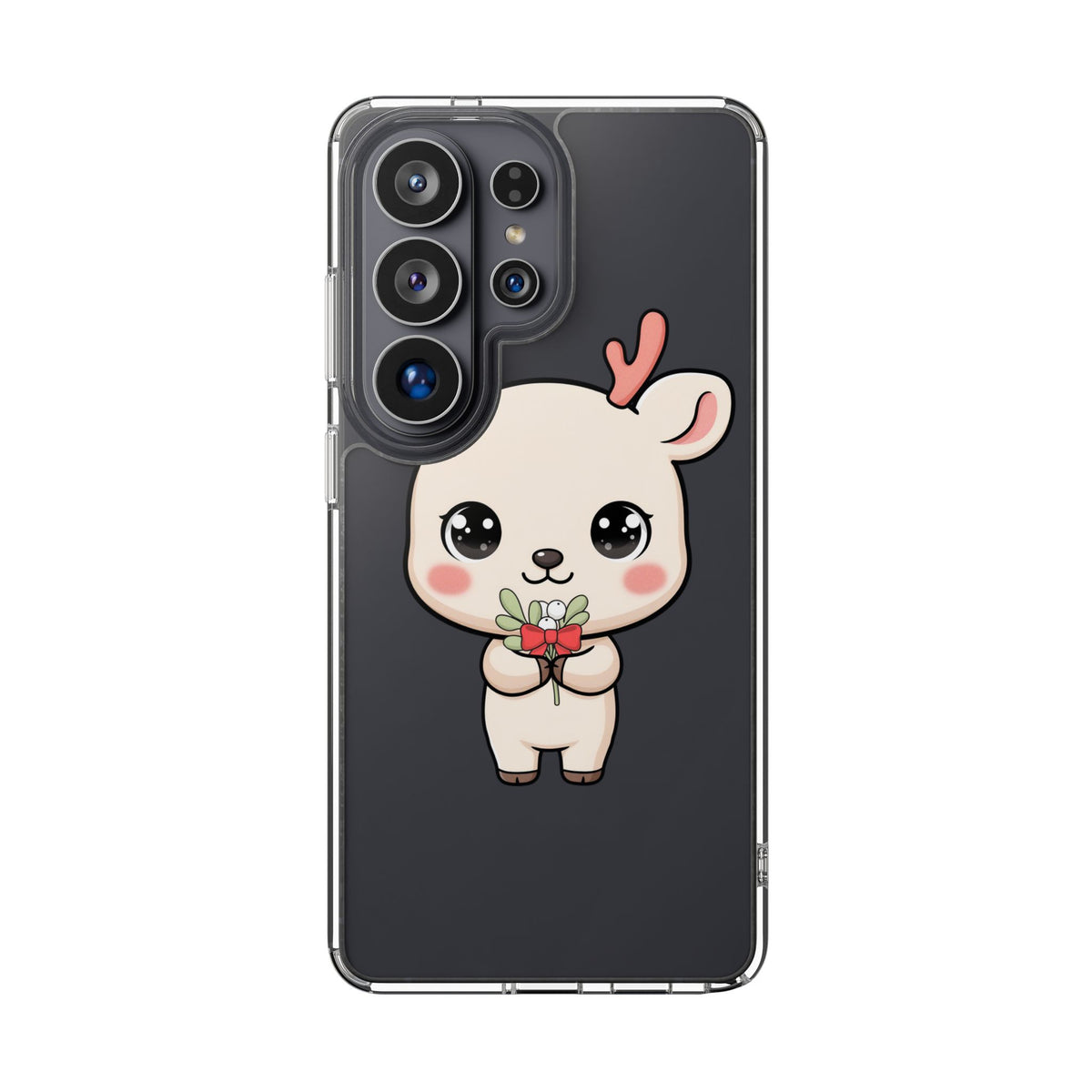 Kawaii Christmas Reindeer Clear Phone Case Gift