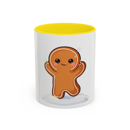 Kawaii Gingerbread Man Accent Coffee Mug for Winter Cheer