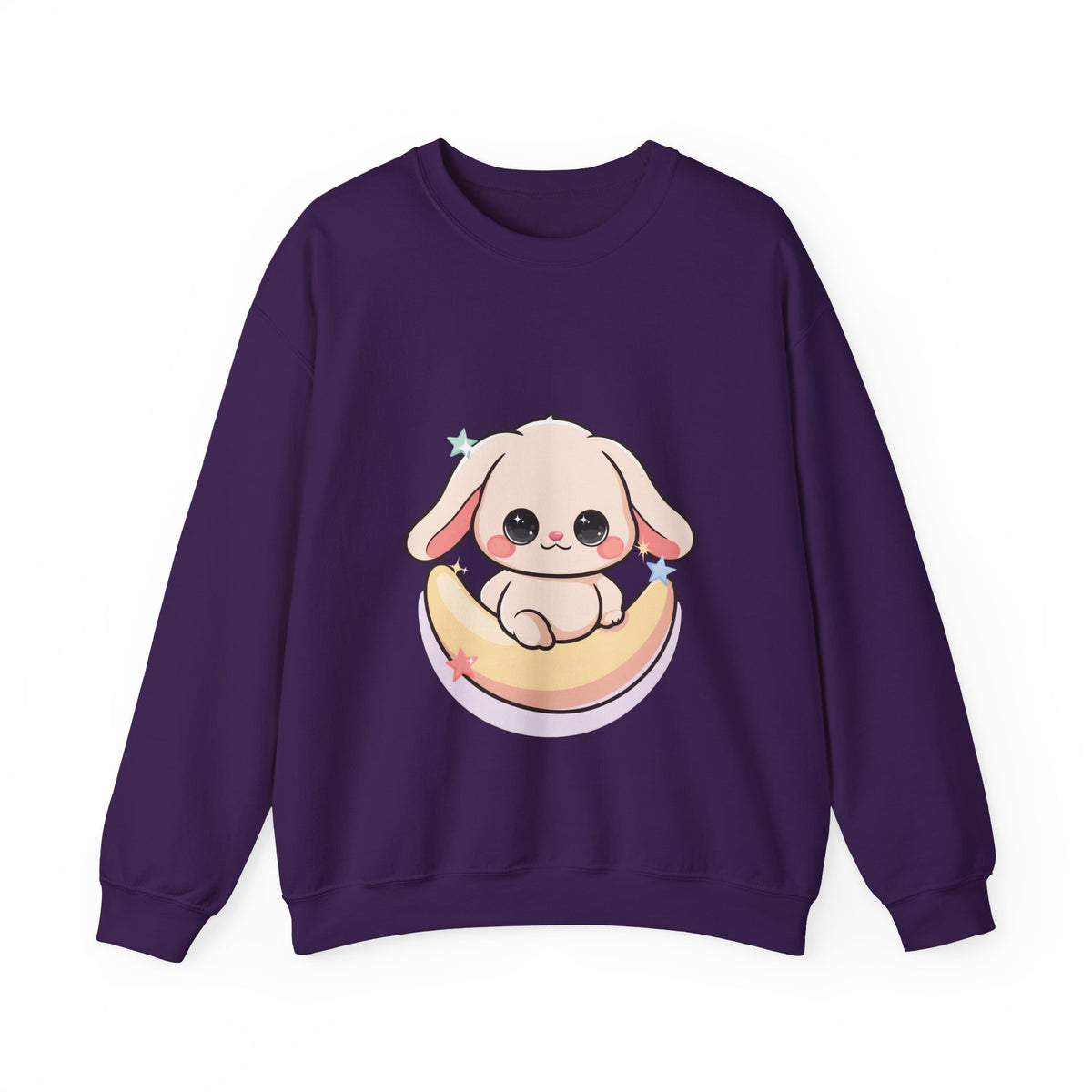 Kawaii Bunny Sweatshirt, Cute Crescent Moon Gift