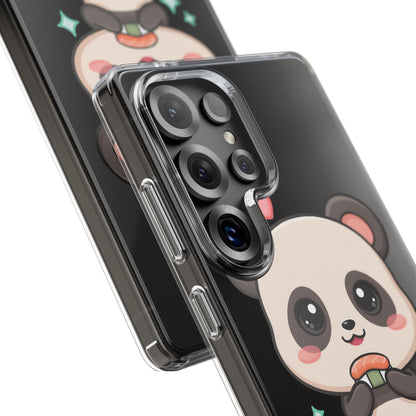 Kawaii Panda Sushi Phone Case, Clear Impact-Resistant Case
