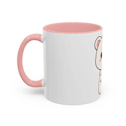 Kawaii Polar Bear Christmas Mug with Mistletoe